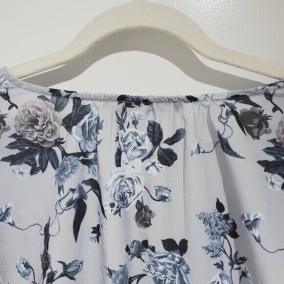 Contemporaine Par Simons- Button Down Boho Chic Loose Floral Poer Sleeved Blouse - Picture 8 of 13